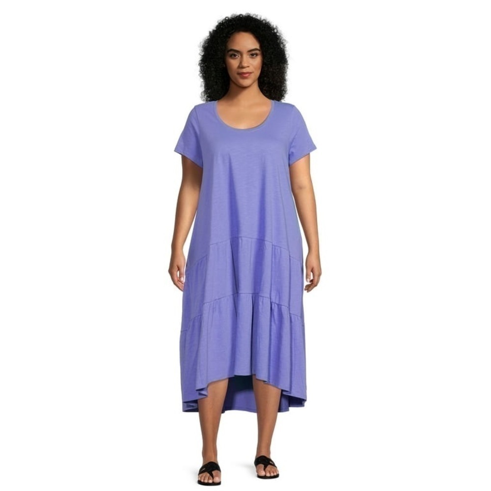 Terra & Sky Women's Plus Size Tiered Knit Maxi Dress